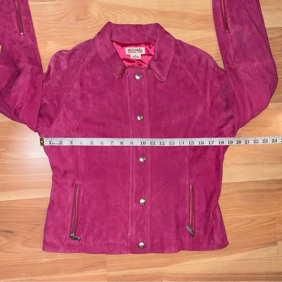 Michael Kors Barbie Pink Suede Jacket Sz Medium Coastal Cowgirl Western Boho Y2K - Picture 8 of 16